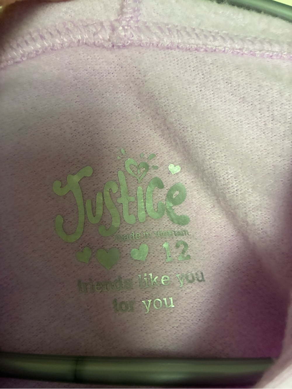 Justice Girls Purple Ombre Full Zip Hoodie Sz 12 Glitter Heart Graphic - Picture 4 of 6